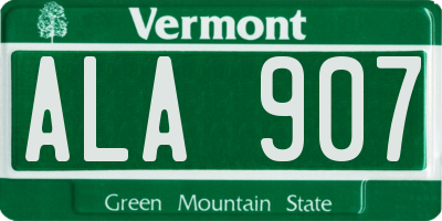 VT license plate ALA907