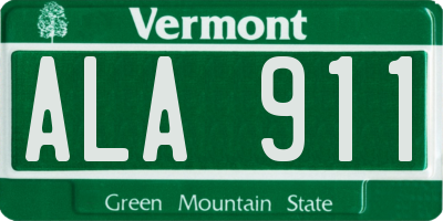 VT license plate ALA911
