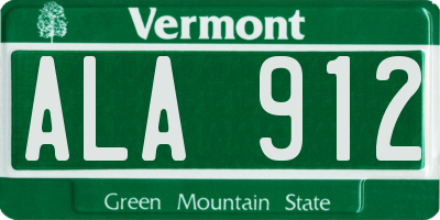 VT license plate ALA912