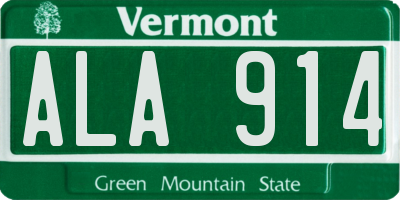 VT license plate ALA914