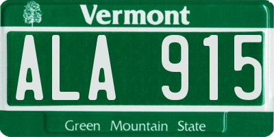 VT license plate ALA915