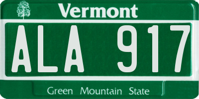 VT license plate ALA917