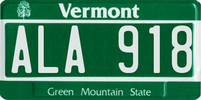 VT license plate ALA918