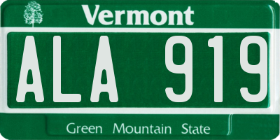 VT license plate ALA919