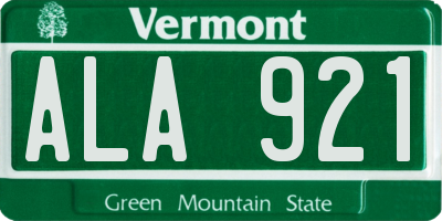 VT license plate ALA921