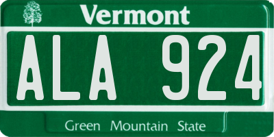 VT license plate ALA924