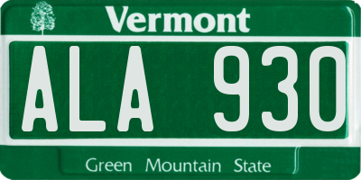 VT license plate ALA930