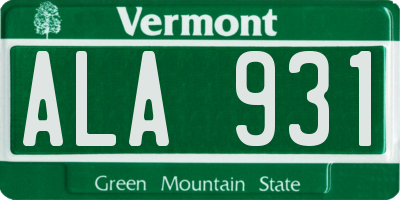 VT license plate ALA931