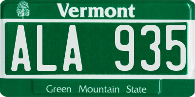 VT license plate ALA935