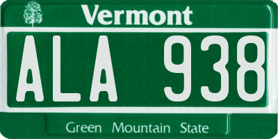 VT license plate ALA938