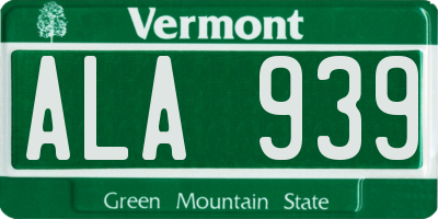 VT license plate ALA939