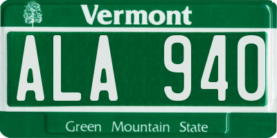 VT license plate ALA940
