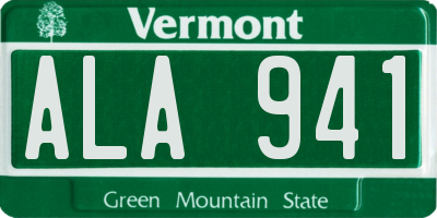 VT license plate ALA941
