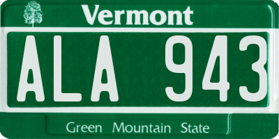 VT license plate ALA943