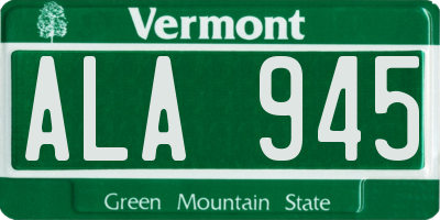 VT license plate ALA945