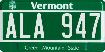 VT license plate ALA947