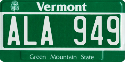 VT license plate ALA949