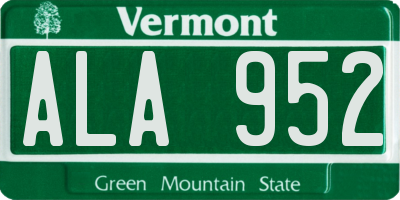VT license plate ALA952