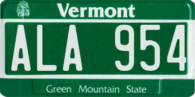 VT license plate ALA954