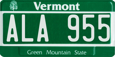 VT license plate ALA955