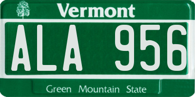 VT license plate ALA956