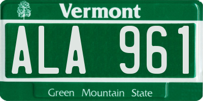 VT license plate ALA961