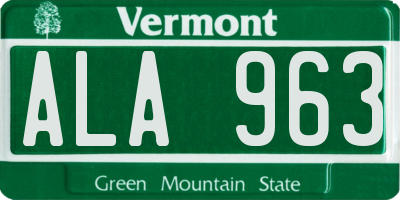 VT license plate ALA963