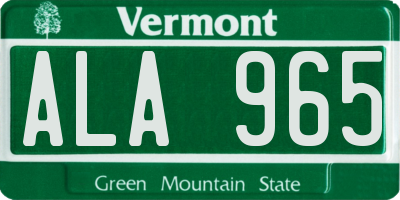 VT license plate ALA965