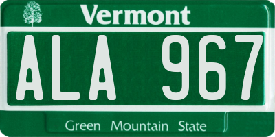 VT license plate ALA967
