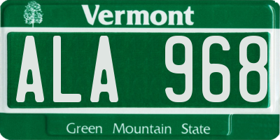 VT license plate ALA968