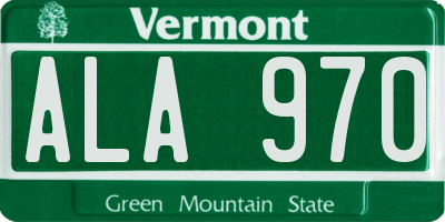 VT license plate ALA970