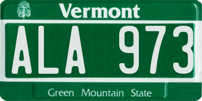VT license plate ALA973