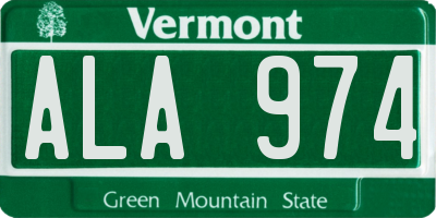 VT license plate ALA974