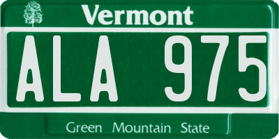 VT license plate ALA975
