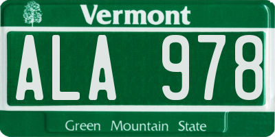 VT license plate ALA978