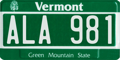 VT license plate ALA981