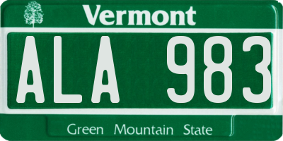 VT license plate ALA983