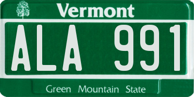 VT license plate ALA991