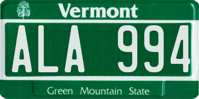 VT license plate ALA994