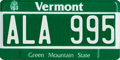 VT license plate ALA995