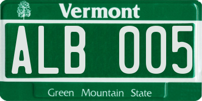 VT license plate ALB005