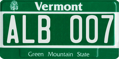 VT license plate ALB007