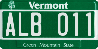 VT license plate ALB011