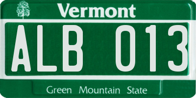 VT license plate ALB013