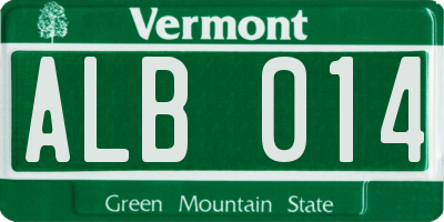 VT license plate ALB014