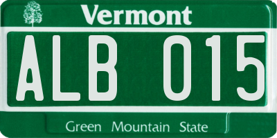 VT license plate ALB015