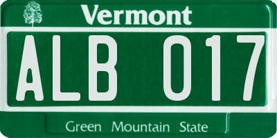 VT license plate ALB017