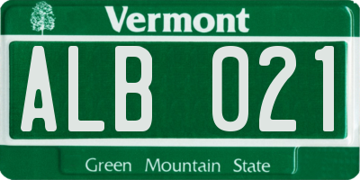 VT license plate ALB021