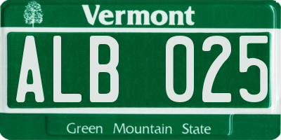 VT license plate ALB025