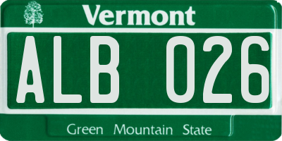 VT license plate ALB026
